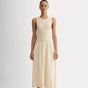 Everlane NEW Sleeveless Cream Crew Knit Midi Dress Cream Small